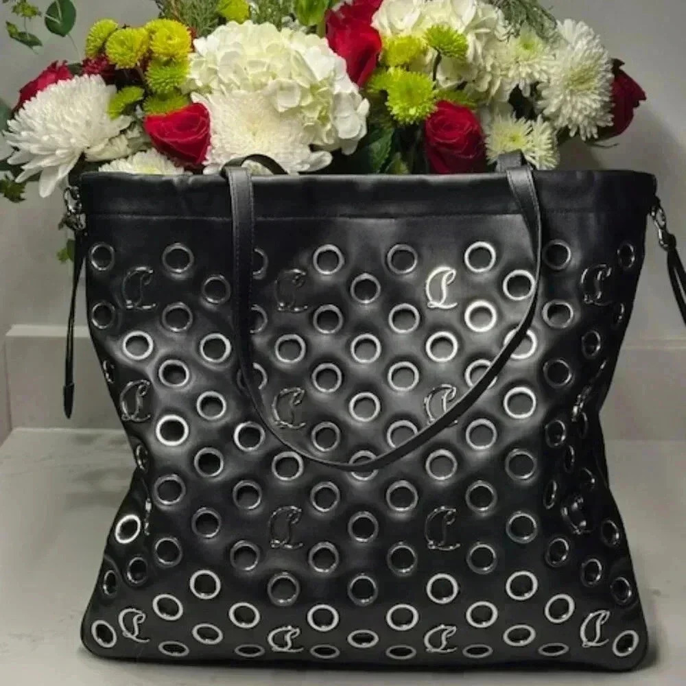 🔥🔥Christian Louboutin Mouchara Black Leather Tote Shoulder Bag BRAND NEW!